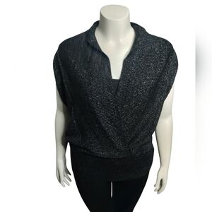 Steve Madden Women's Ribbed Shimmer Sleeves Party Holiday Sweater Size XL Shimme